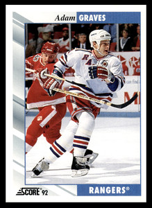 1992 Score Adam Graves #71 New York Rangers Base Set NHL Hockey