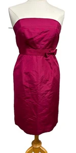 J. Vestido Crew Lápiz Sin Tirantes Derecho Fucsia 100% Seda Cóctel Formal Talla P4 - Imagen 1 de 15