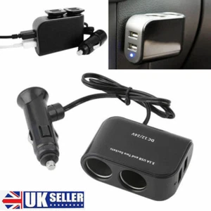 DC 12V Car Cigarette Lighter Adapter Charger 2 Way Dual Plug Socket Splitter UK - Picture 1 of 11
