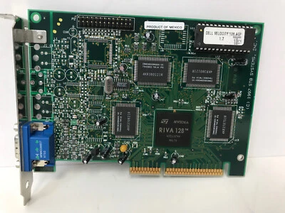 DELL 56496 VELOCITY 128 AGP VIDEO ADAPTER STB 1X0-0554-505 NVIDIA RIVA 128 - Image 1 of 3