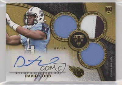 2015 Topps Triple Threads Relics Gold /25 David Cobb #144 Rookie Auto RC - Image 1 of 2