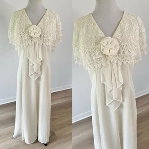 VTG Scott McClintock 12 Wedding Dress Sheath Lace Embroidered Shawl Flaws* - Picture 1 of 24