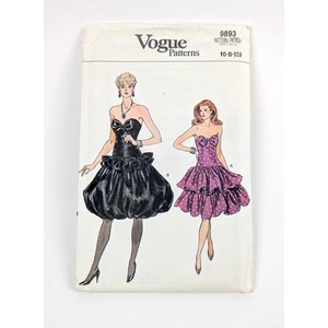 80s Strapless Party Prom Dress Sewing Pattern Size 6 8 10 UC Vtg Vogue 9893 - Picture 1 of 7