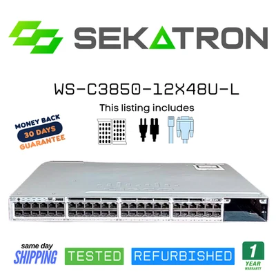 ♻️ Cisco WS-C3850-12X48U-L 48-Port UPoE Switch w/ PSU & Fans⚡Ready-to-use - Image 1 of 2