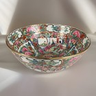 8” W rose medallion Chinese vibrant hand-painted bowl gold Gilt