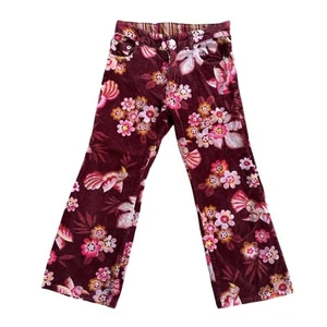 Oilily Kids Velvet Maroon Bird and Flower Pattern Girls Size 116 Size 6 - Picture 1 of 10