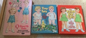 3 Vintage Papierpuppen in Schachtel Sets kleine Tots eine ungeschnitten - Bild 1 von 3