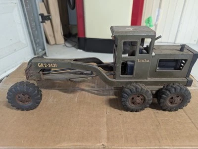 Niveladora de carretera vintage de acero prensado Tonka del ejército años 60  Foto 1 de 4