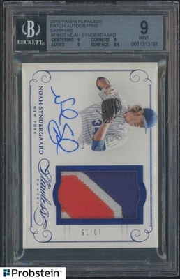 Parche Panini Flawless Sapphire Noah Syndergaard GU 2016 3 colores automático/15 BGS 9 Foto 1 de 2