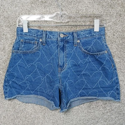 Pantalones Cortos Old Navy Niñas 12 Plus Azul Denim Tiro Alto Estampado Corazón Cintura Ajustable Foto 1 de 4