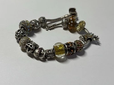 Camilla 925 Sterling Silver 8.5” Bracelet w/Pandora, Ale and Cham Beads & Charms - Image 1 of 4