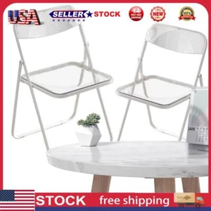 ~ Transparent Acrylic Folding Chairs w/Chrome Frame for Home Yard (White no axle - Picture 1 of 10