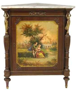 Cabinet, Corner, Louis XV Style, 'VERNIS MARTIN', Marble, Panel, Gilt, 20th C.! - Picture 1 of 7