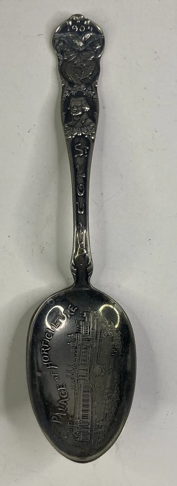 "Cuchara de 6"" de recuerdo de plata esterlina de San Luis del Palacio de Horticultura de 1904 vintage" Foto 1 de 4