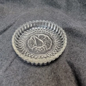 Vintage Clear Crystal Nappy / Bowl - Fruit Pattern - 5.5” Diameter - Picture 1 of 9