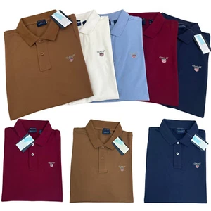 Gant Mens Polo Shirt Casual Work Tee Breathable Short Sleeve Cotton Top S-2XL - Picture 1 of 8