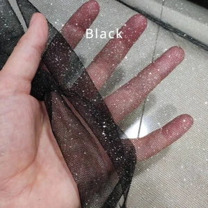 1M Glitter Sequin Tulle Sheer Mesh Fabric Shiny Gauze Wedding Dress Veil Cloth - Picture 1 of 28