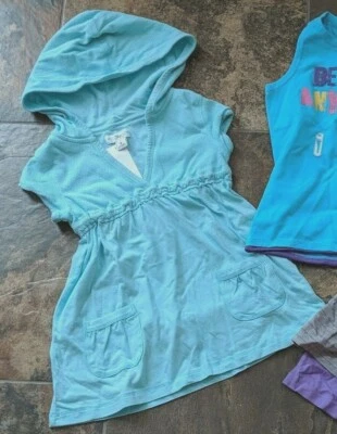 NWT Sz M 7 8 Gap Kids Top Blue Hoodie Swim Cover Denim Jean Shorts - Image 1 of 2