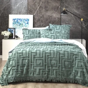 Renee Taylor Riley Cotton Vintage Washed Tufted Bed Cover|Coverlet set Mineral - Picture 1 of 1