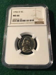 1956-D JEFFERSON NICKEL 5c NGC MS 66 - Picture 1 of 5