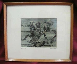 VINTAGE ORIGINAL FRAMED PAINTING MIXED TECHNIQUES SIGNED SIGNATURE - Picture 1 of 12