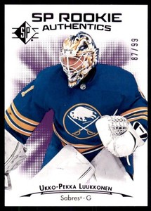2021-22 UD SP Hockey Rookie Authentics Purple #133 Ukko-Pekka Luukkonen /99