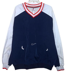 CHAQUETA SUÉTER CORTAVIENTOS VINTAGE AÑOS 90 NIKE OG POUCH POCKET (NVY/WHT/ORG) XL - Imagen 1 de 3