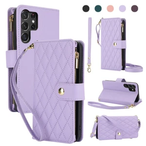 For Samsung Galaxy S25 S24 Ultra S23 S22 S21 Women Crossbody Zipper Wallet Case - Photo 1 sur 27