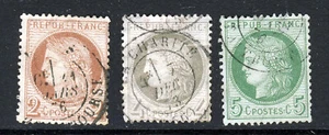 FRANCE 1871-75 3rd Republic Ceres Group Perf 14x13½ SG 187, SG 189 & SG 192 VFU - Picture 1 of 2
