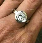 6.5mm Bezel Set Moissanite Wedding Engagement Ring 925 Sterling Silver SZ 6.75