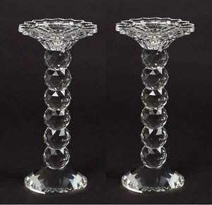 Crystal Candle Holder Taper or 3" Pillar Candle Gift Boxed 4"Dia 10"Tall Set/2 - Picture 1 of 6