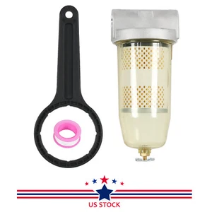 Fuel Tank Filter w/Wrench For Gasoline & Diesel Water Separate 3/4” NPT Top Cap - Picture 1 of 12