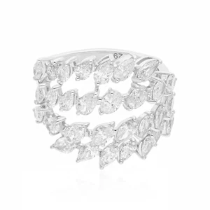 2.63 Ct Lab Grown CVD Pear Diamond Cluster Ring 18k White Gold Engagement Gift - Picture 1 of 7