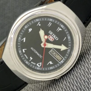 VINTAGE SEIKO 5 AUTOMATIC 7009A JAPAN MENS ARABIC BLACK COLOR DIAL WATCH a723-U - Picture 1 of 10