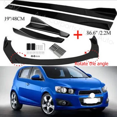 Front Rear Bumper Lip Spoiler Splitter Side Skirt For Chevrolet Aveo Glossy - Image 1 of 4