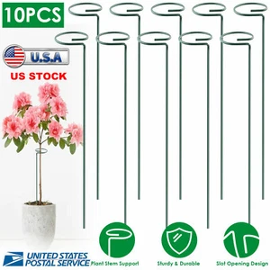 10 Pack Plant Support Stakes Garden Flower Vegetable Single Stem Support Stake - Picture 1 of 11