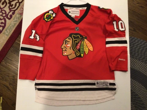 Patrick Sharp #10 Chicago Blackhawks Reebok Home Jersey SZ L/XL - Cool Cover