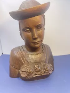 Oberammergau Vintage Wood Hand Carved Folk Art Woman Figurine Western Germany - Picture 1 of 7