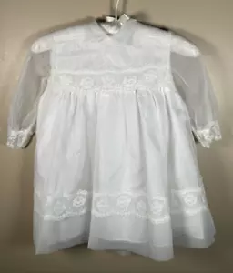 Vintage Girls White Frilly White Lace Party Dress Union Label 60s 70s Size 5 - Picture 1 of 20