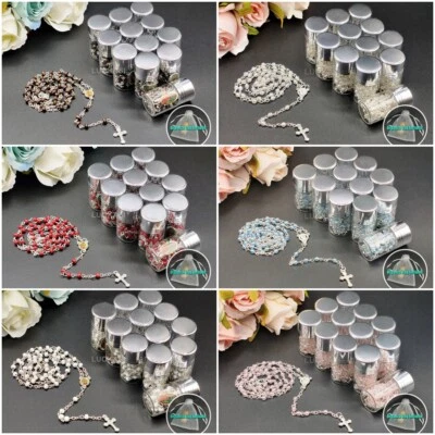 EE. UU. 12 Dama Guadalupe Rosario Tapa de Plata Tarro de Vidrio Baby Shower Bautizo Fiesta Favor Foto 1 de 4