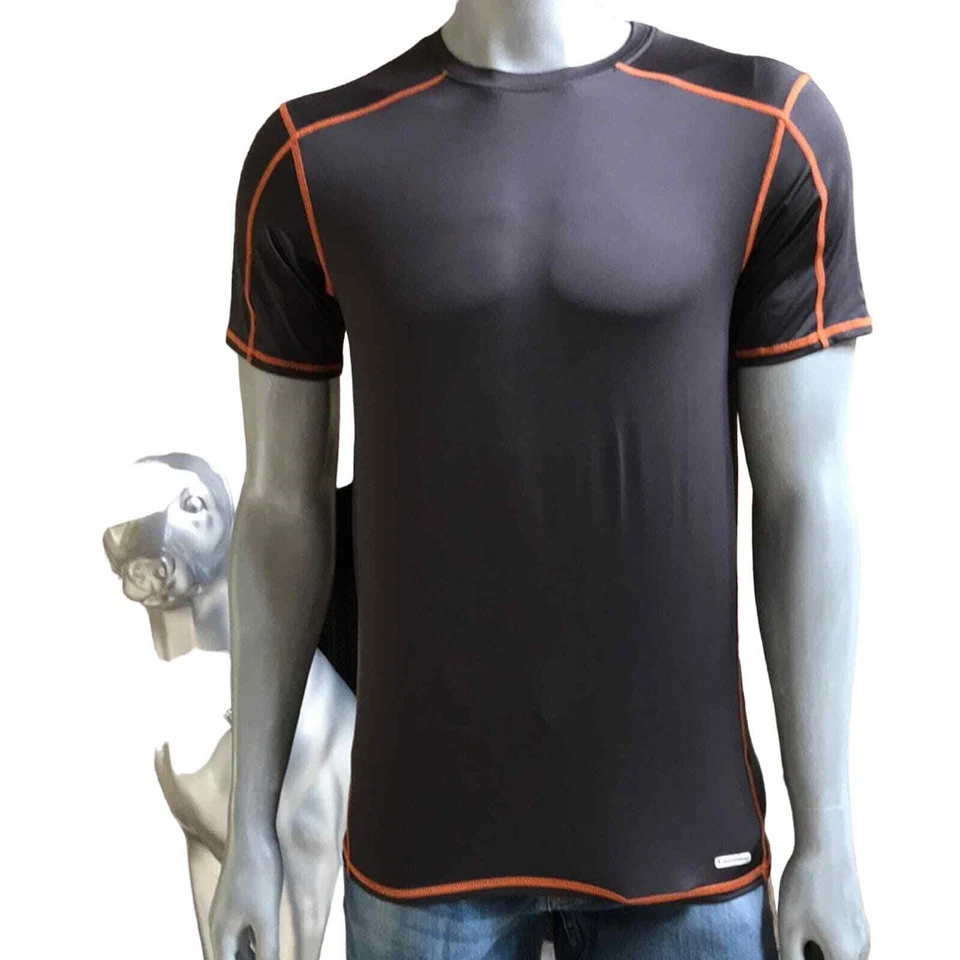 Tek Gear Performance Fitted Gray Orange Men's Athletic Short Sleeve Shirt Size L - Image 1 of 4