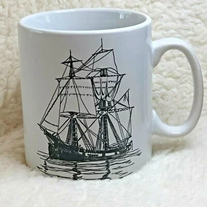 Large American Atelier Mug White Ship Stoneware Huge Coffee Lover Captain Gift - Imagen 1 de 7
