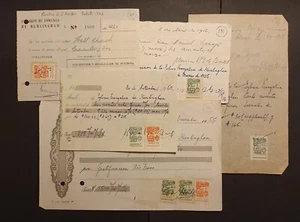 Vintage Argentina Buenos Aires Revenue stamps on 5 x receipts 1950 to 1956 - Picture 1 of 12