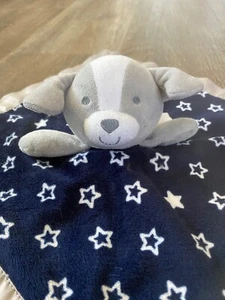 CHILD OF MINE by CARTER'S Navy & Gray Dog Plush Security Blanket~Lovey~Satin~ - Picture 1 of 7