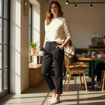 Nanette Lepore Women Sz 10 Black Pleated Front Straight Leg Dress Pants Trousers - Image 1 of 4