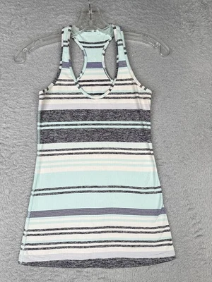 Camiseta sin mangas Lululemon para mujer 2 como nueva azul a rayas fresca espalda deportiva Foto 1 de 4