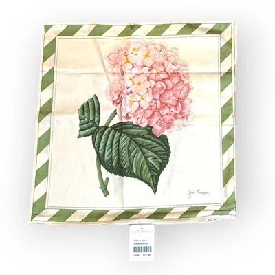 Jim Thompson Hydrangea Floral Cushion Cover 16" Green Stripe Botanical Vintage - Image 1 of 4