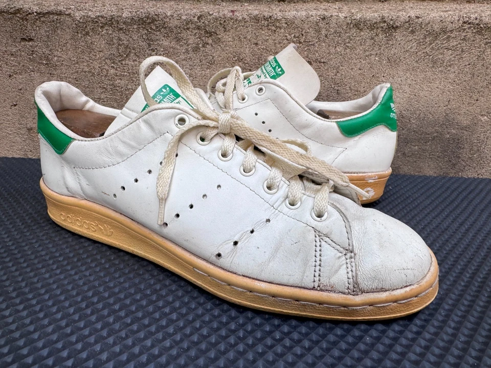 Vintage 1980s Adidas Stan Smith Made In France OG 80s White Rare UK 7.5 | US 8 - Image 1 of 4