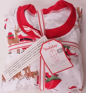 New 2-pc Pottery Barn Kids Heritage Santa tight-fit pajama, Adult XL, Christmas - Picture 1 of 2