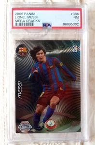 2006 MESSI PSA 7 NM EARLY 1ST PANINI MEGA ESTRELLAS #386 1ST MEGA CRACKS INSERT - Picture 1 of 18